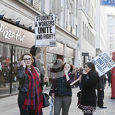 Students protest against fees and cuts and debt in central London. Editorial Stock Photo