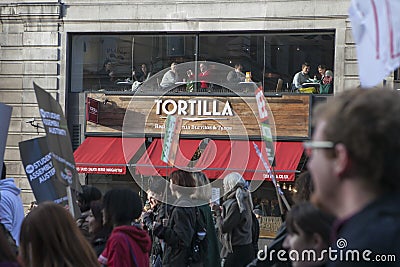 Students protest against fees and cuts and debt in central London. Editorial Stock Photo