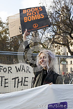 Students protest against fees and cuts and debt in central London. Editorial Stock Photo