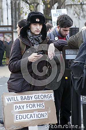 Students protest against fees and cuts and debt in central London. Editorial Stock Photo