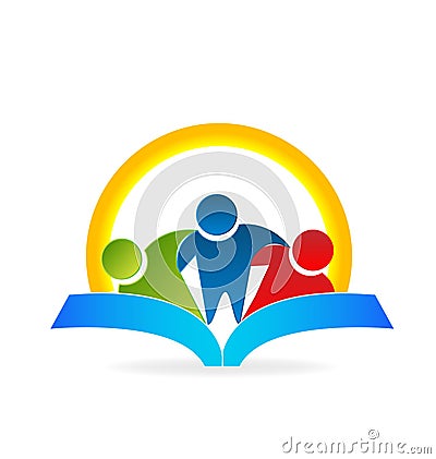 Students reading a book, icon vector Vector Illustration