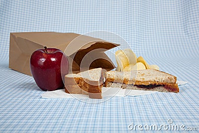 Students Sack Lunch Stock Photo