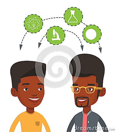 Students sharing with the ideas. Vector Illustration