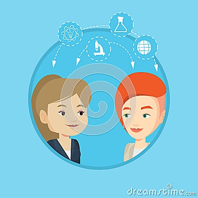 Students sharing with the ideas. Vector Illustration