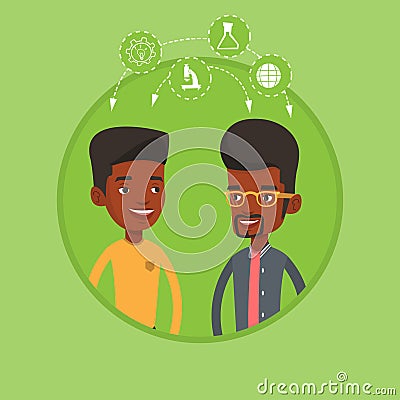 Students sharing with the ideas. Vector Illustration