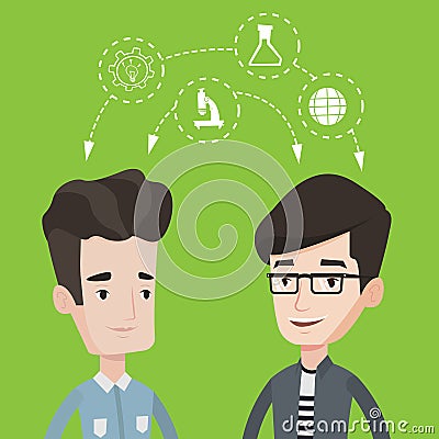 Students sharing with the ideas. Vector Illustration