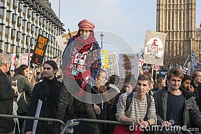 Students take part in a protest march against fees Editorial Stock Photo