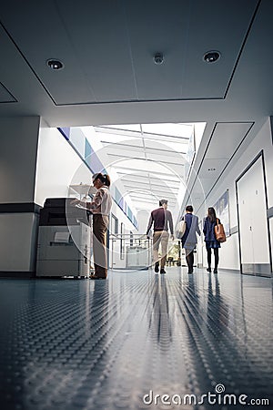 Students and Teachers In The Corridor Stock Photo