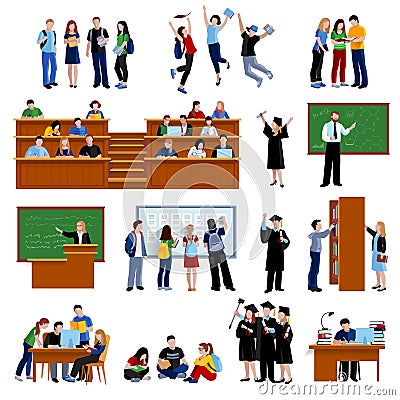 Students At The University Vector Illustration