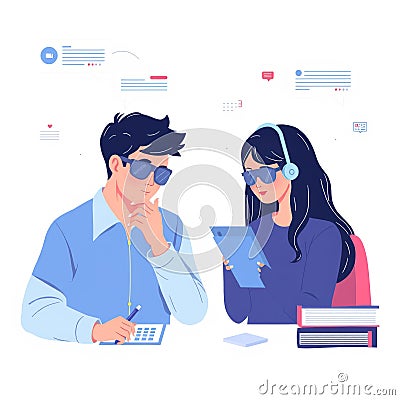 Students using artificial intelligence to cheat: chatgpt's influence on academic integrity Cartoon Illustration