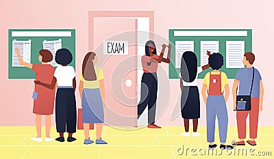 Students waiting exam Vector Illustration