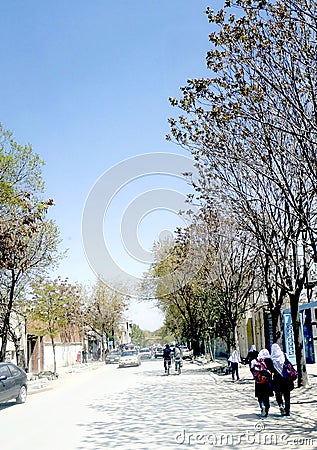 Students were walking to the school in Kabul city, Afghanistan Editorial Stock Photo
