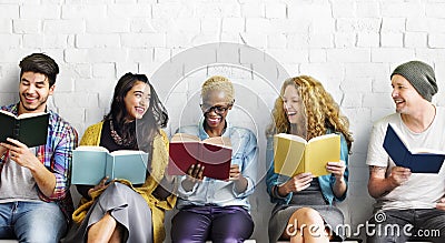 Students Youth Adult Reading Education Knowledge Concept Stock Photo