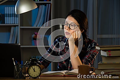 Studies late at night staying up late Stock Photo