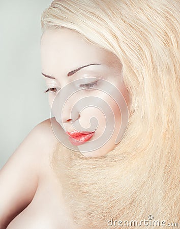 Studio beauty portrait of blond girl Stock Photo