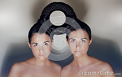 Studio beauty portrait of twins Stock Photo