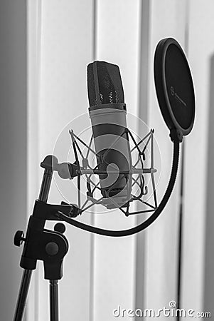 Studio black microphone, anniversary edition Stock Photo