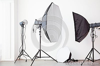 Studio flash lights Stock Photo