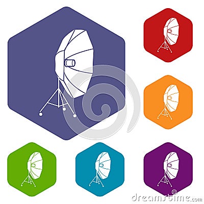 Studio flash with umbrella icon in simple style Vector Illustration