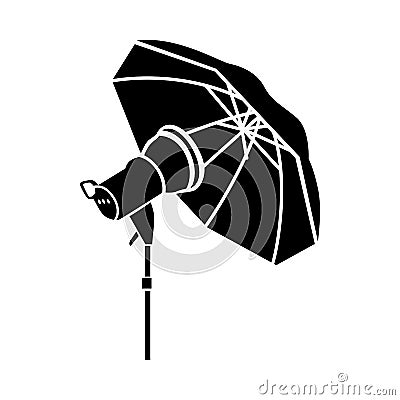 Studio flash with umbrella icon in simple style Vector Illustration