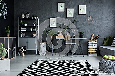 Studio flat with desk Stock Photo