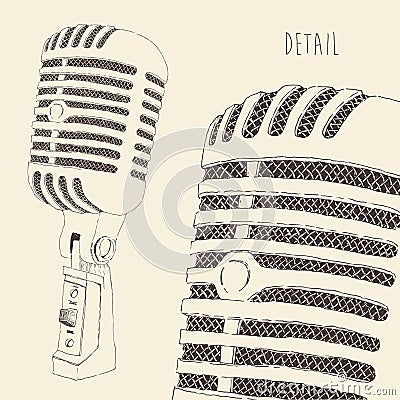 Studio Microphone Vintage Engraved Retro Vector Illustration