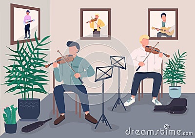 Studio music playing flat color vector illustration Vector Illustration