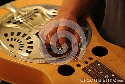 Studio Musician and Dobro Stock Photo