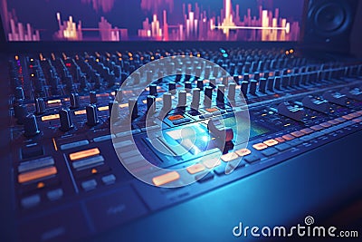 Studio perfection Buttons and sliders on a professional audio mixer Stock Photo