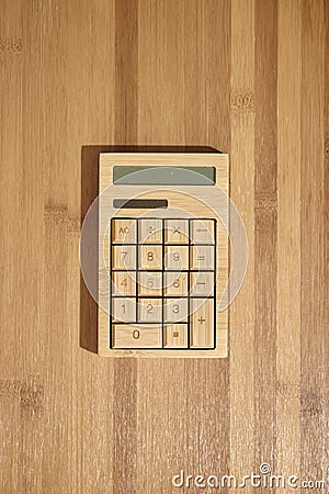 Wooden Calculator Stock Photo