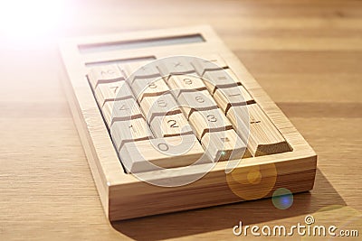 Wooden Calculator Stock Photo