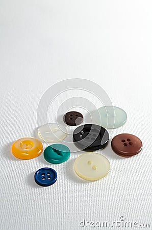 Studio Photograph of Assorted Multicoloured Plastic Buttons Stock Photo