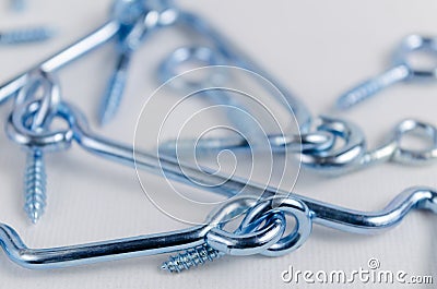 A Studio Photograph of Hooks and Eyes Latches Stock Photo