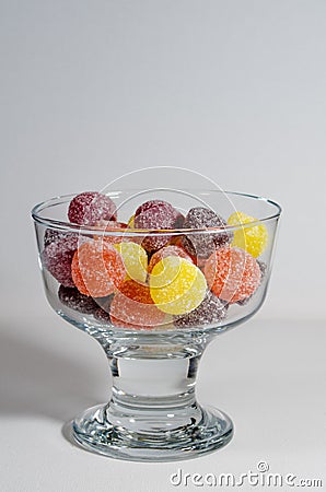 Multicoloured American Hard Gums in a Clear Bowl Stock Photo