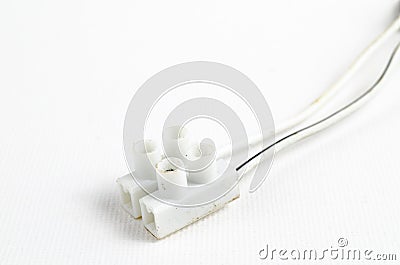 Electrical Terminal Block with Wires Stock Photo