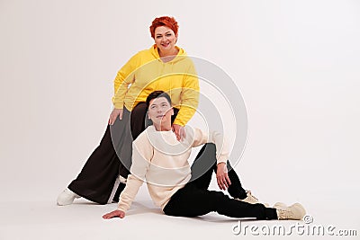 Studio portrait of funny couple posing Stock Photo