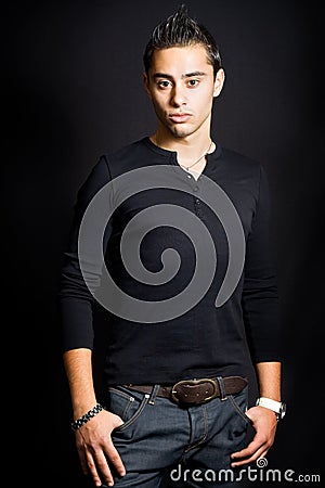 Studio portrait of masculine young man Stock Photo