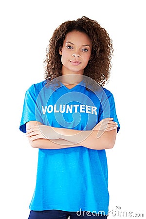 Studio Portrait Of Woman Wearing Volunteer T Shirt Stock Photo