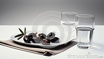 Refreshing Dates Breakfasting in Ramadan. Stock Photo