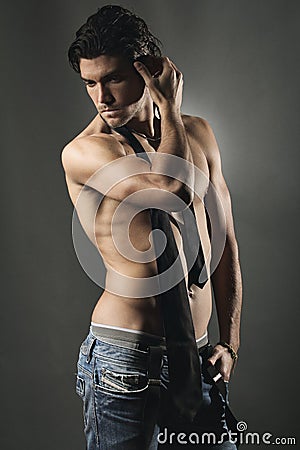 Studio shot of an handsome man shirtless Stock Photo