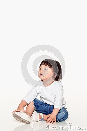 A studio shot of a Korean girl young child Stock Photo