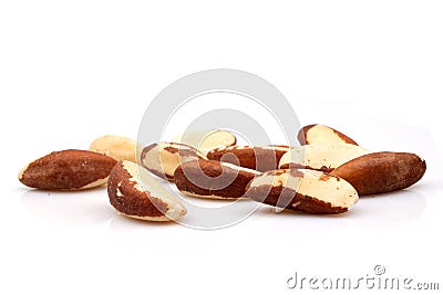 Studio shot of organic brazil nuts on white background Stock Photo