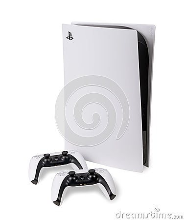 Studio shot of a Playstation 5 by Sony Editorial Stock Photo