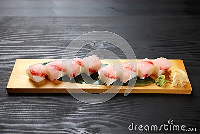 Fresh red snapper pressed sushi Stock Photo