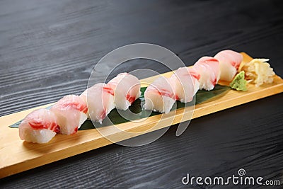 Red snapper pressed sushi Stock Photo