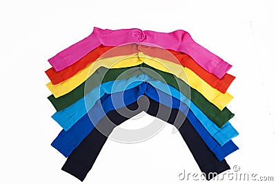 Stack of colorful socks over white background Stock Photo