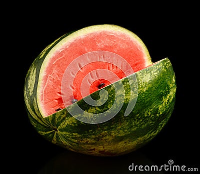 Studio shot whole watermelon with hole black Stock Photo