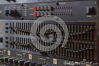 Studio sound processor with with compressors, preamplifiers and audio interfaces Stock Photo