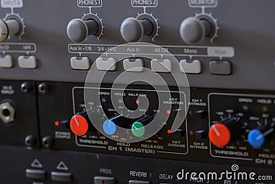 Studio sound processor with with compressors, preamplifiers and audio interfaces Stock Photo