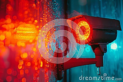 Studio technology and IoT collaborate to control camera operations, fortifying perimeter security and enabling vigilant real-time Cartoon Illustration